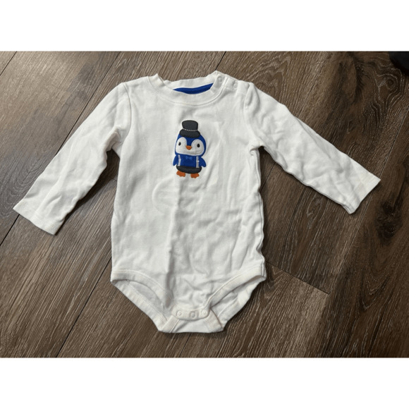 Gymboree Infant Boys 12-18M Penguin Bodysuit Polar Prince VGUC 100% Cotton - Picture 1 of 3